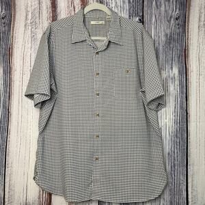 Campia Moda Mens Blue and White Check Short-Sleeve Button Up Shirt XL